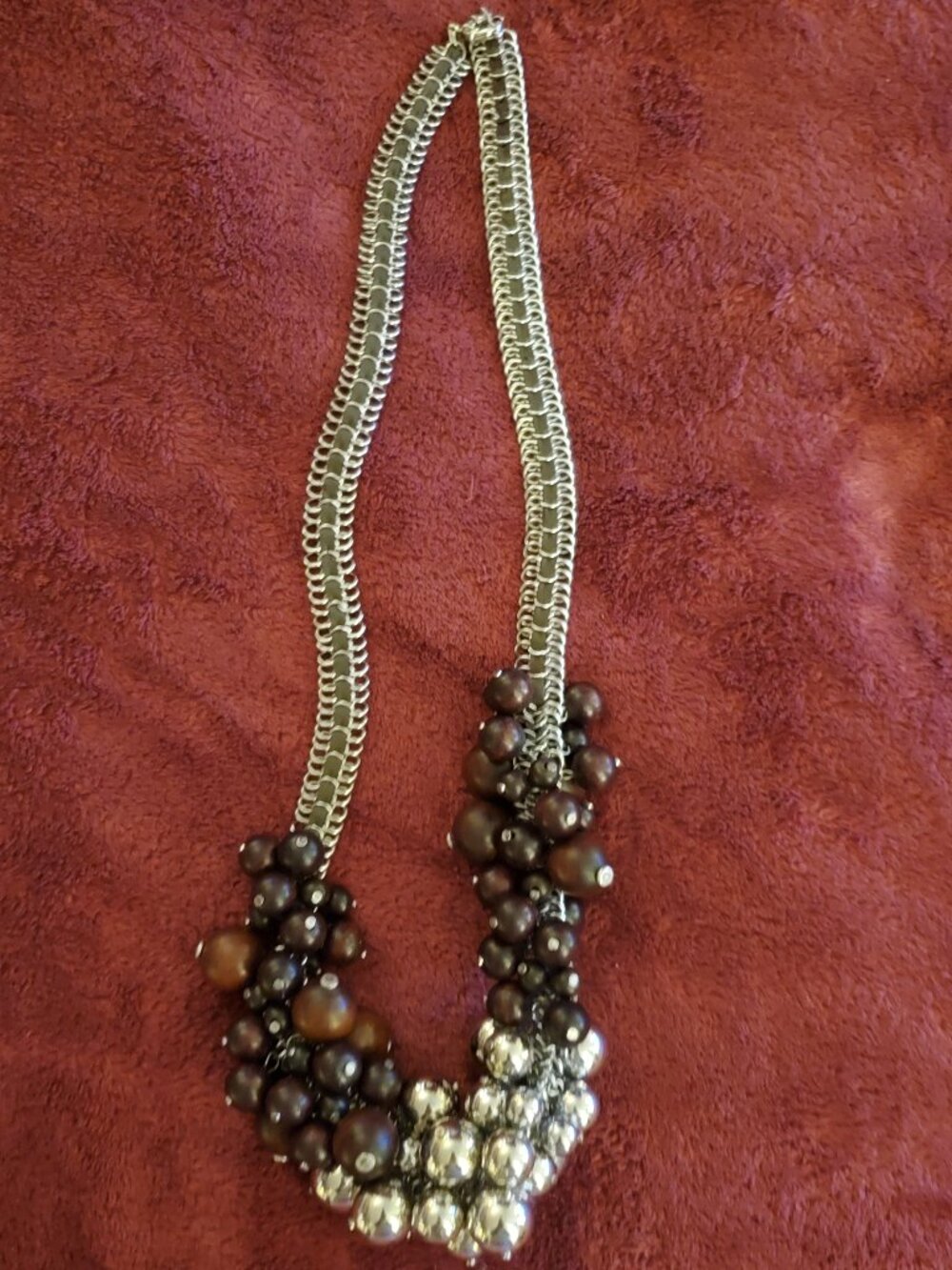 Lee Angel Neiman Marcus "Phoebe Collection" Multi Cluster Silver Wood Baubles